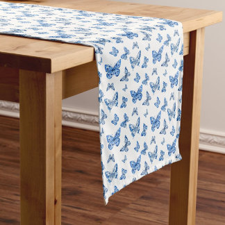 Chemin De Table Moyen Vintage Chinoiserie Blue White Butterfly