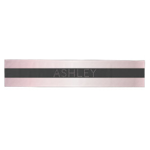 Chemin De Table Moyen Votre nom Blanc fin et Rose subtil Ombre Stripes