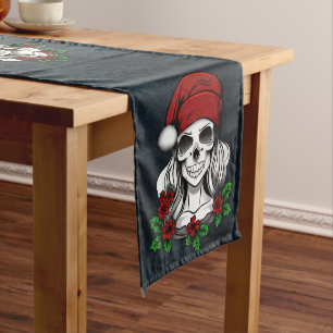 Chemin De Table Moyen Whimsical gothique Père Noël Crâne Noël