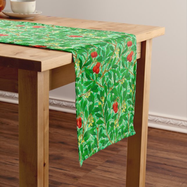 Chemin De Table Moyen William Morris Lychee Motif d'arbre, vert clair (In Situ)