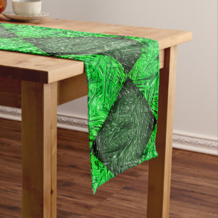 Chemin De Table Moyen Xadrez verde falsa grama ou folhas de coqueiro.