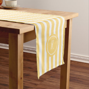 Chemin De Table Moyen Yellow French Beach Stripe Personnalisé Monogramme