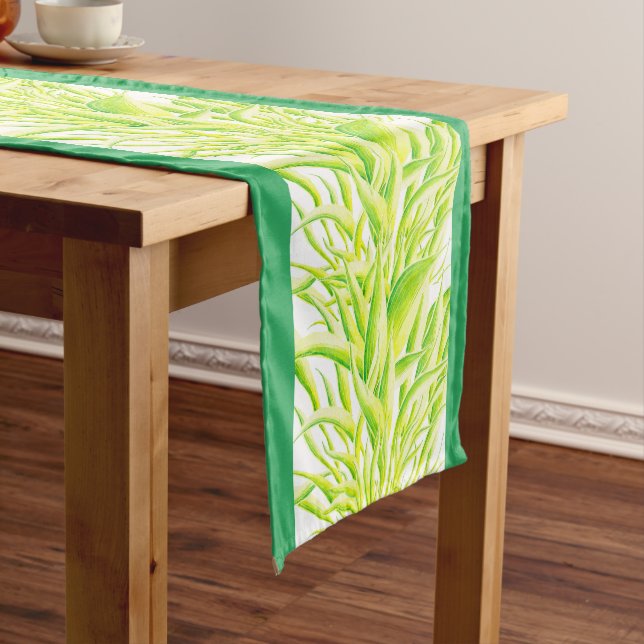 Chemin De Table Moyen Zebra Iris sur un coureur de table (In Situ)