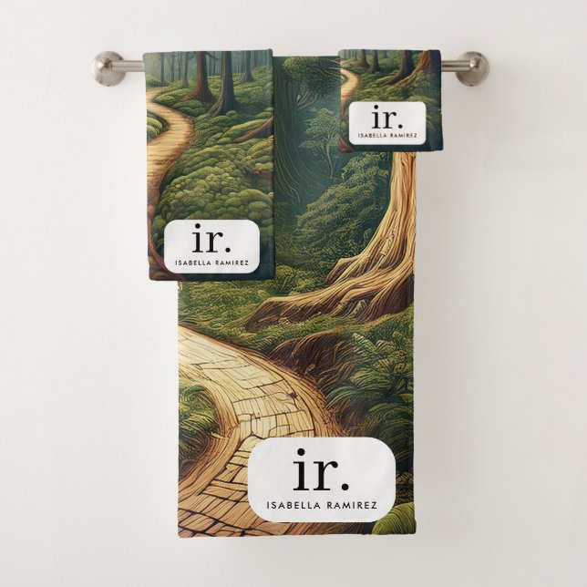 Chemin forestier rustique avec nom et monogramme (En situation)