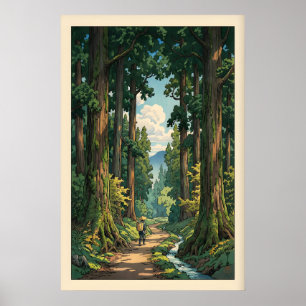 Chemin serein de la forêt - Art mural - Sentier si