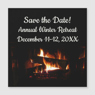 Cheminée Chaud hiver Scène Enregistrer la date