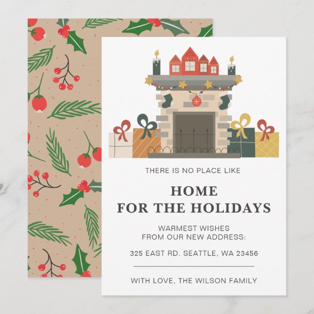 Cheminée de Fêtes Weve hiver Moved Carte de Fêtes (Devant / Derrière)