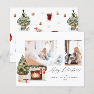 Cheminée de Noël Chaussettes & Arbre de Noël Photo