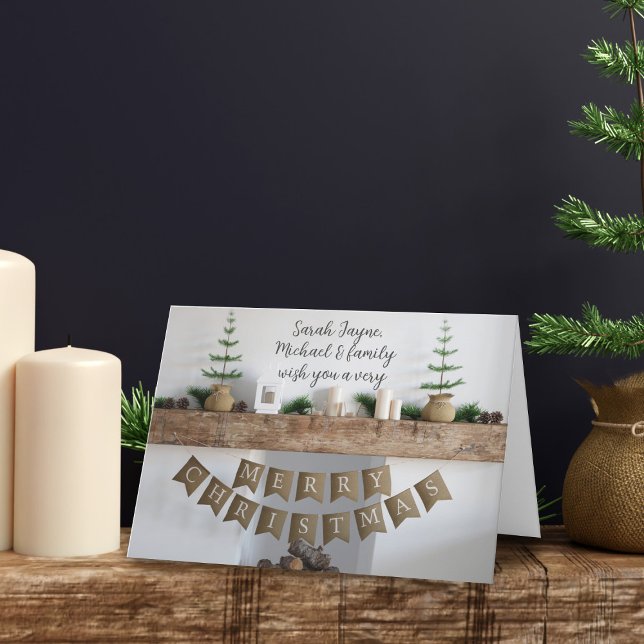 Cheminée de Noël moderne Carte de vacances non pho (Merry Christmas from my family to yours!)