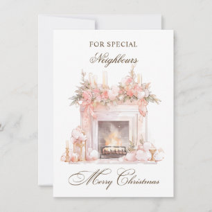 Cheminée de Noël Voisins Carte de vacances