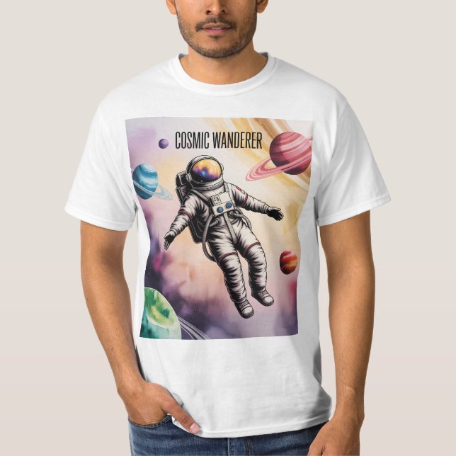 Chemineur Cosmique – T-Shirt Astronaute Flottant d (Devant)