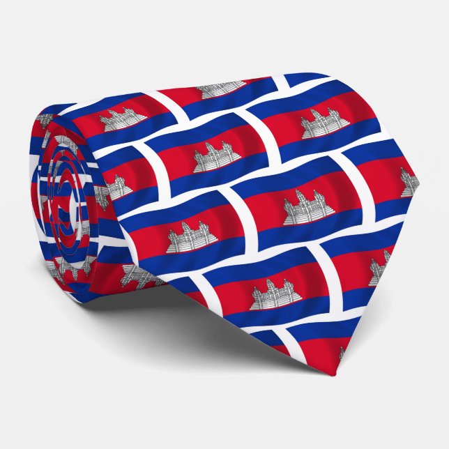 Chemise à cravate du drapeau cambodgien (Roulé)