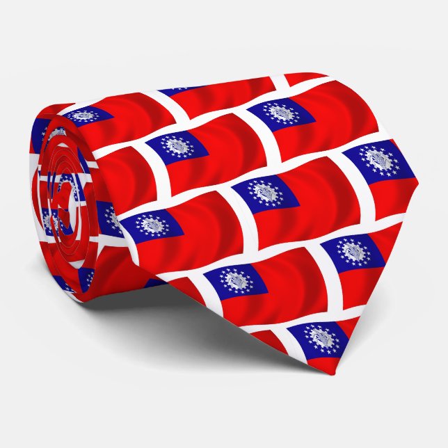 Chemise à cravate du drapeau de la Birmanie (Roulé)