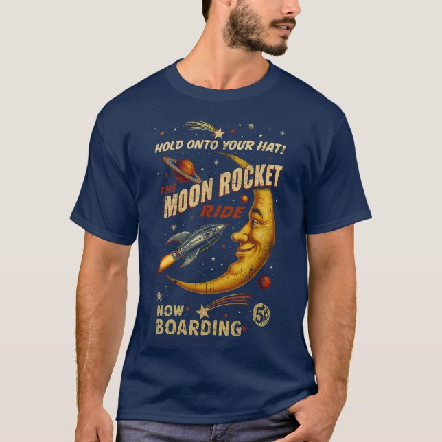 Chemise à fusée de lune pour hommes T-shirt (Marin (Devant)
