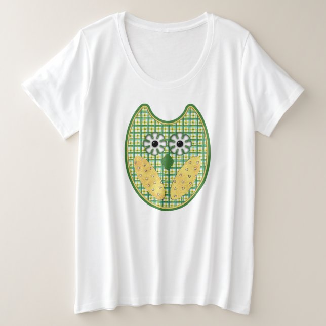 Chemise à hibou vert et jaune (Design devant)