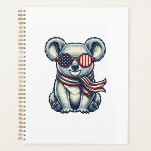 Chemise à motif de koala patriotique gravure vinta