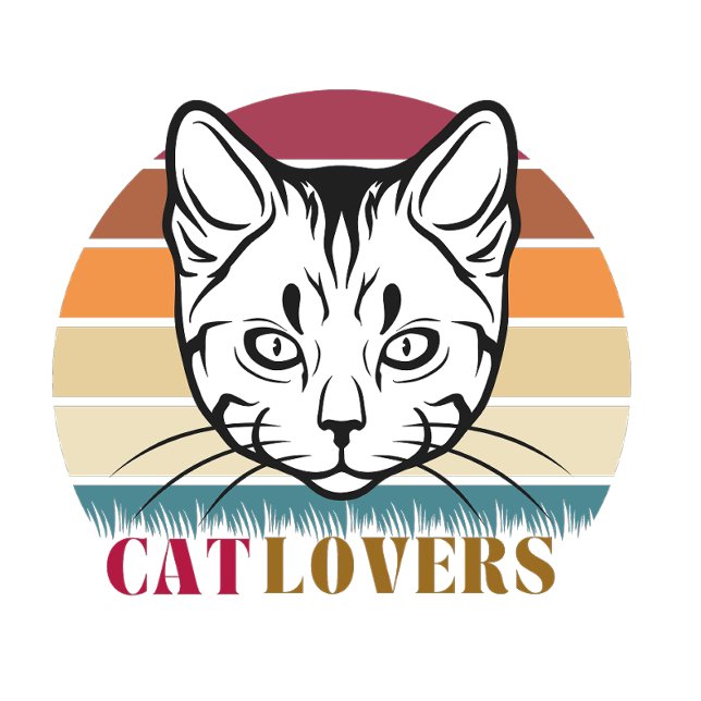 Chemise Amoureux des chats rétro - T-shirt Visage  (Retro Cat Lovers Shirt – Vintage Sunset Cat Face Tee)