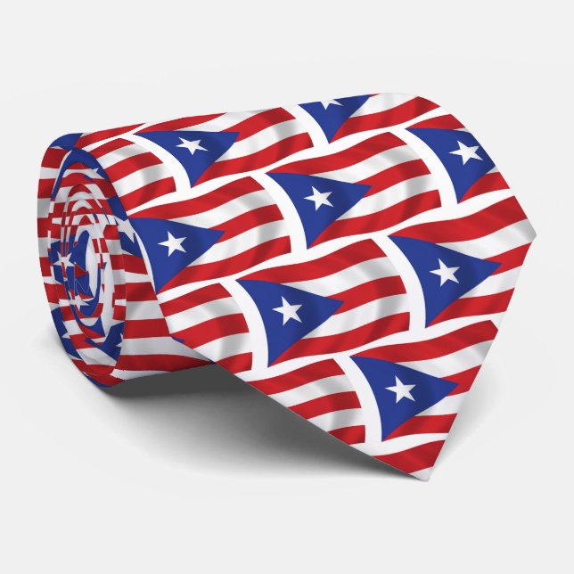 Chemise avec cravate du drapeau de Porto Rico (Roulé)