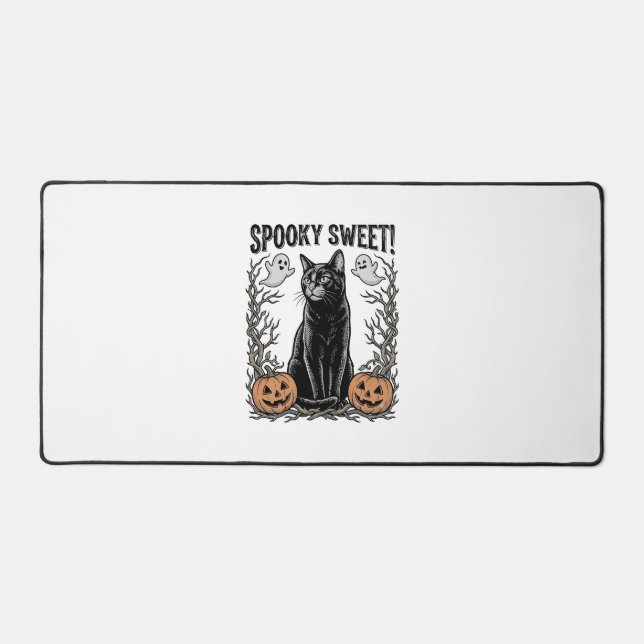 Chemise avec gravure Halloween vintage de chat noi (Recto)