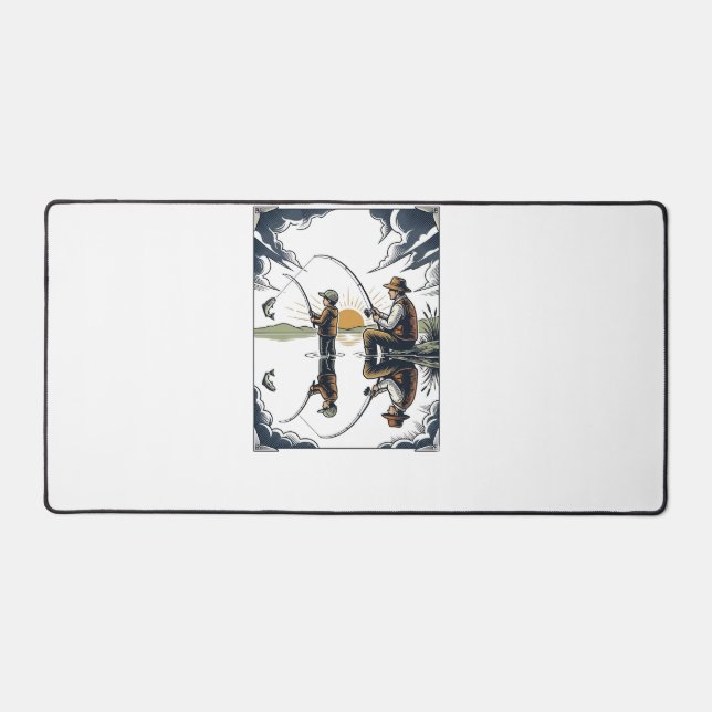 Chemise avec gravure vintage père et enfant pêche  (Recto)