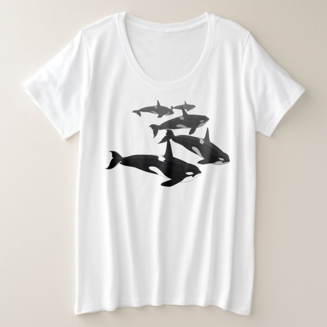 Chemise baleine Orca pour femmes Plus Taille Chemi (Design devant)