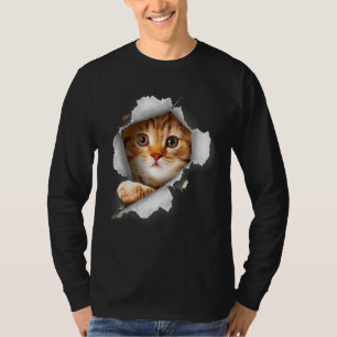 Chemise Chat Orange Chat Tshirt Chat Tissu Torn Ch