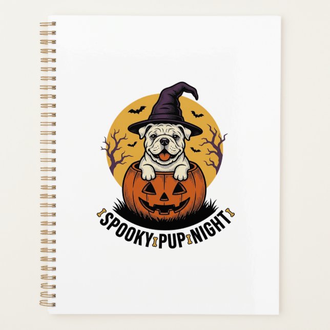 Chemise de bouledogue Halloween avec chien citroui (Devant)