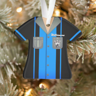 Chemise de bowling vintage bleue et noire
