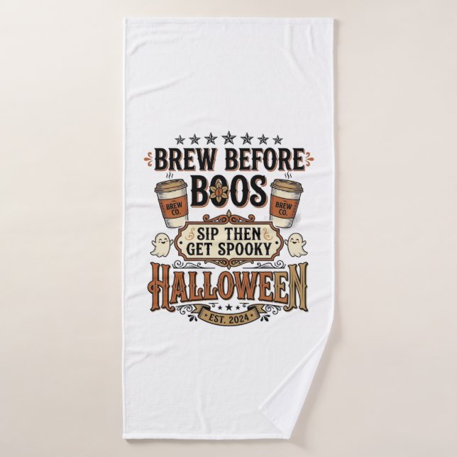 Chemise de café Halloween Brasser avant les fantôm (Serviette de bain)