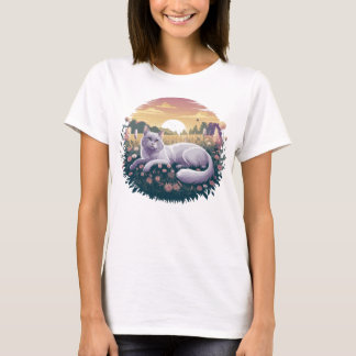 Chemise de chat Floral, T-shirt Amoureux des chats