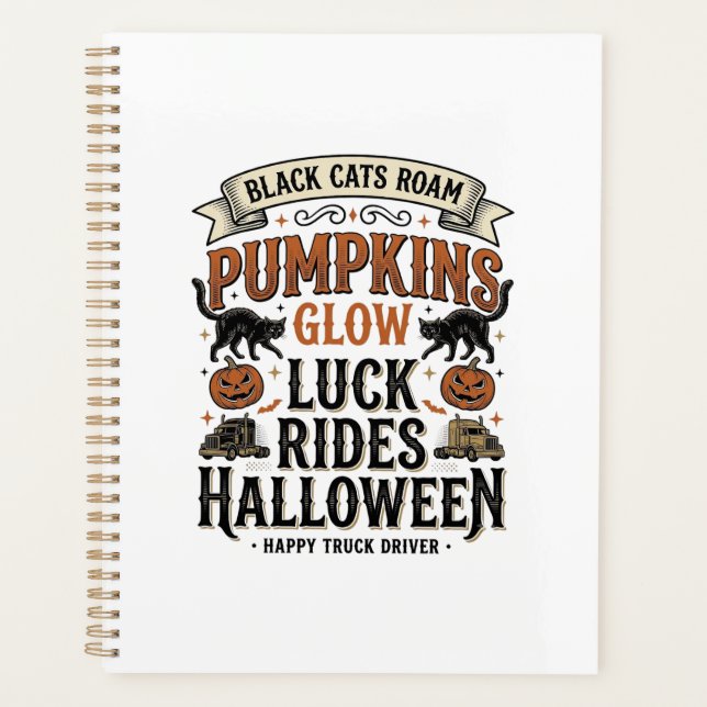 Chemise de chauffeur de camion Halloween avec chat (Devant)