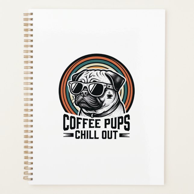 Chemise de chien de café rétro Chill Pug Graphique (Devant)