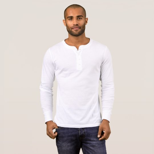 T-shirt Henley à manches longues de Bella+Canvas pour homme, Blanc