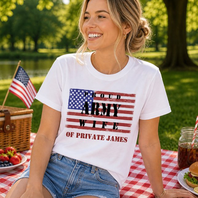 Chemise de femme de militaire fière T-shirt drapea (Proud Army Wife Shirt Patriotic Flag T-shirt)