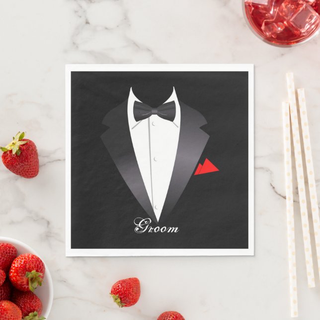Chemise De Groom Tuxedo - serviettes en papier (En situation)