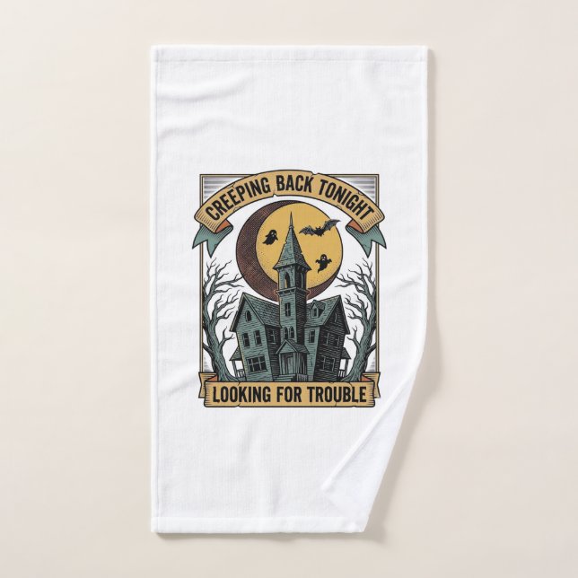 Chemise de maison hantée avec manoir effrayant gra (Serviette à main)