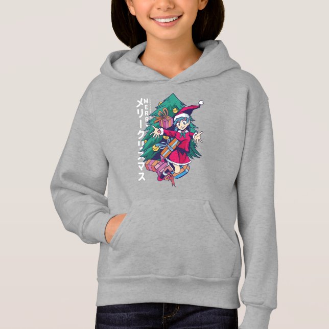 Chemise de Noël Anime - Fille heureuse avec chapea (Devant)