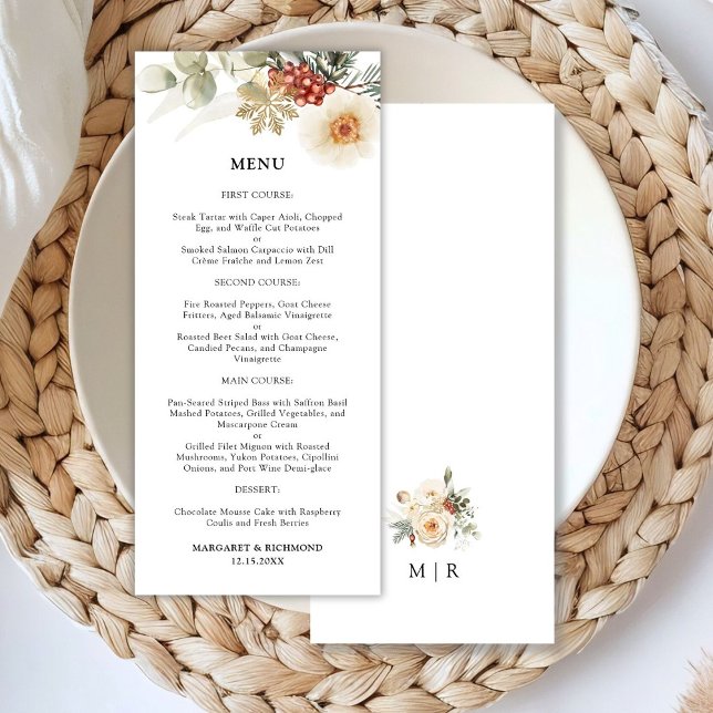 Chemise de Noël Floral Winter Wedding Menu (Créateur téléchargé)