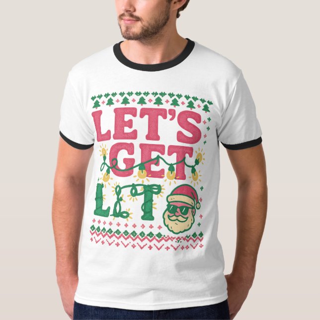 Chemise de Noël Let's Get Lit • Sweat hilarant et  (Devant)