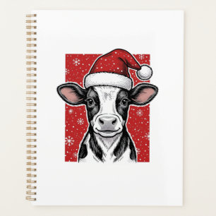 Chemise de Noël vintage vache chapeau de Père Noël
