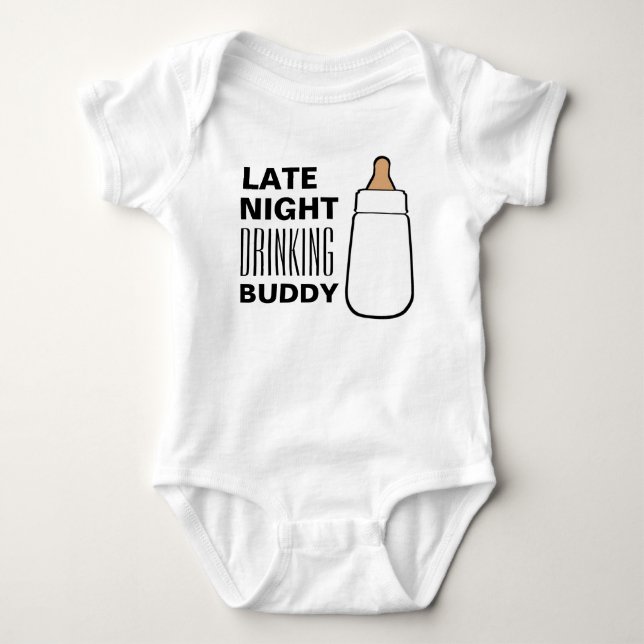 Chemise de nuit tardive Boire entre amis body bébé (Devant)