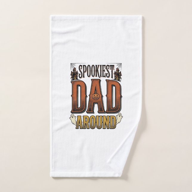 Chemise de papa Halloween Père effrayant Gravure v (Serviette à main)