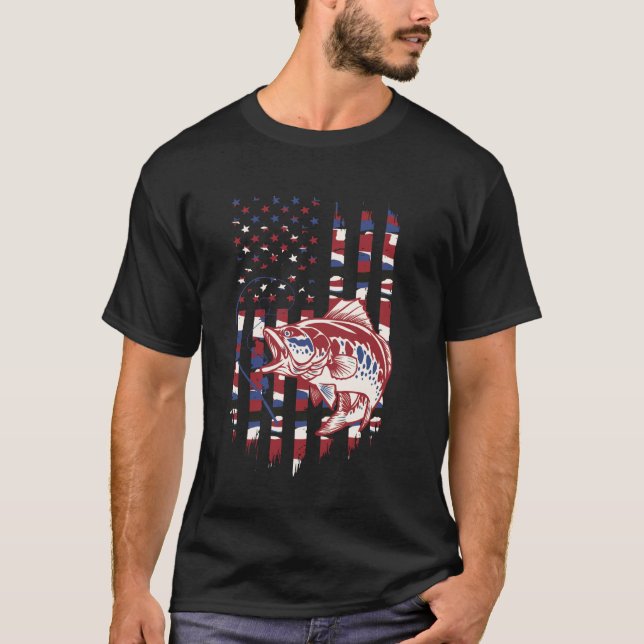 Chemise de poisson de drapeau américain - T-Shirt  (Devant)