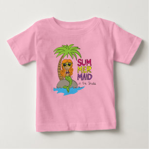 Chemise d'été Mermaid mignonne bébé T-shirt rose