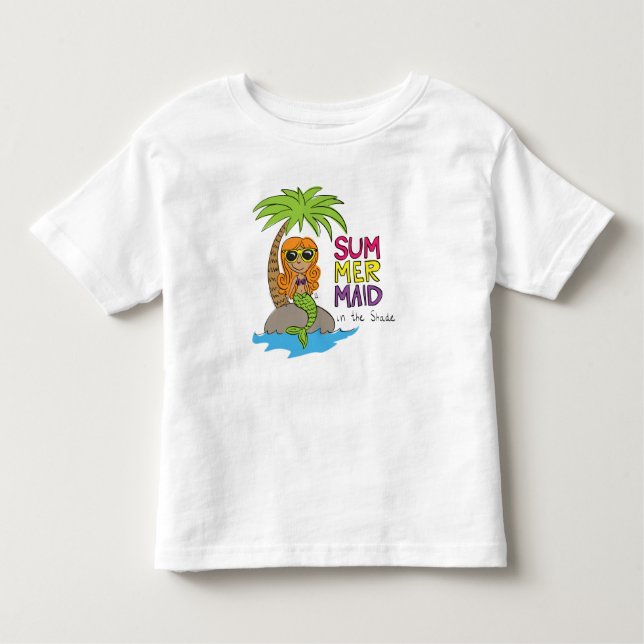 Chemise d'été Mermaid mignonne Toddler T-shirt bla (Devant)