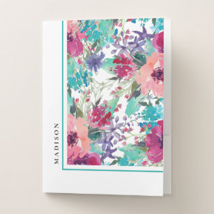 Chemise Dossier Aquarelle colorée feminine motif floral