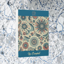 Art Moderne Floral Motifs Logo Nom Personnalisé