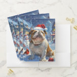 Chemise Dossier English Bulldog Winter Wonderland Christmas Joie<br><div class="desc">Ce design festif reflète l'esprit joyeux de la période des fêtes, avec un adorable petit portant un chapeau de Père Noël. Le chien est niché dans un pays des merveilles hivernales, avec un bonhomme de neige, un sapin de Noël décoré et des cadeaux joliment emballés. Les flocons de neige tombent...</div>