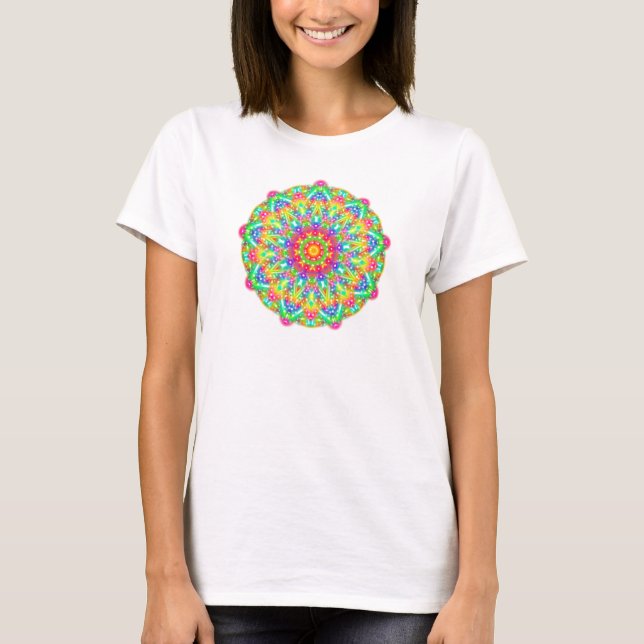 Chemise en T-shirt Mandala Boho Flower Rainbow (Devant)