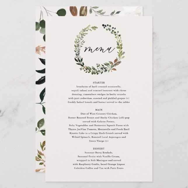 Chemise florale rustique et bois de cerf menu mari (Devant / Derrière)